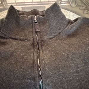 Joseph Abboud Sweater Mens L Olive Green Extra Fine Merino Wool 1/4 Zip